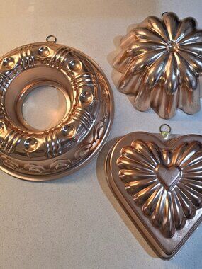 Vintage Copper-Toned Jello Molds & Bundt Pans - Set of 3